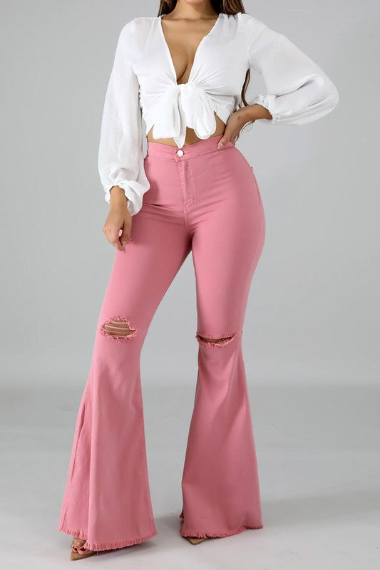 Flamingo Flare Jeans - Pink  Flare jeans, Flare jeans style, Christmas  party outfit